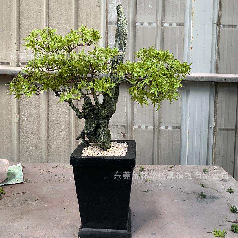 仿真松树盆景仿真迎客松盆栽仿真绿植装饰摆件仿真枫叶树盆栽