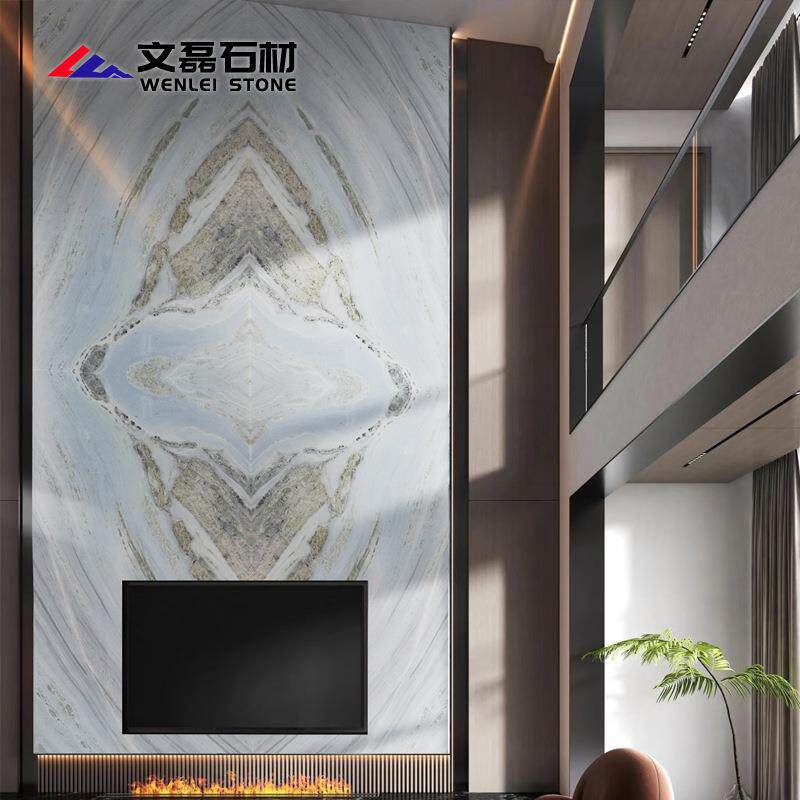 蓝水晶天然奢石欧式客厅墙面加工天空蓝大理石地板洗手台桌板