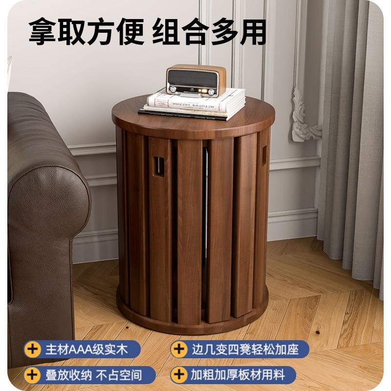 可叠放凳现代吃饭登子餐桌凳原木新中式实木圆凳子茶几家用
