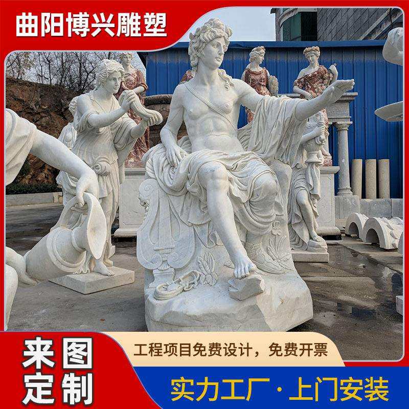 石柱汉白玉西方人物雕塑厂家生产来图加工欧式人物石雕摆件