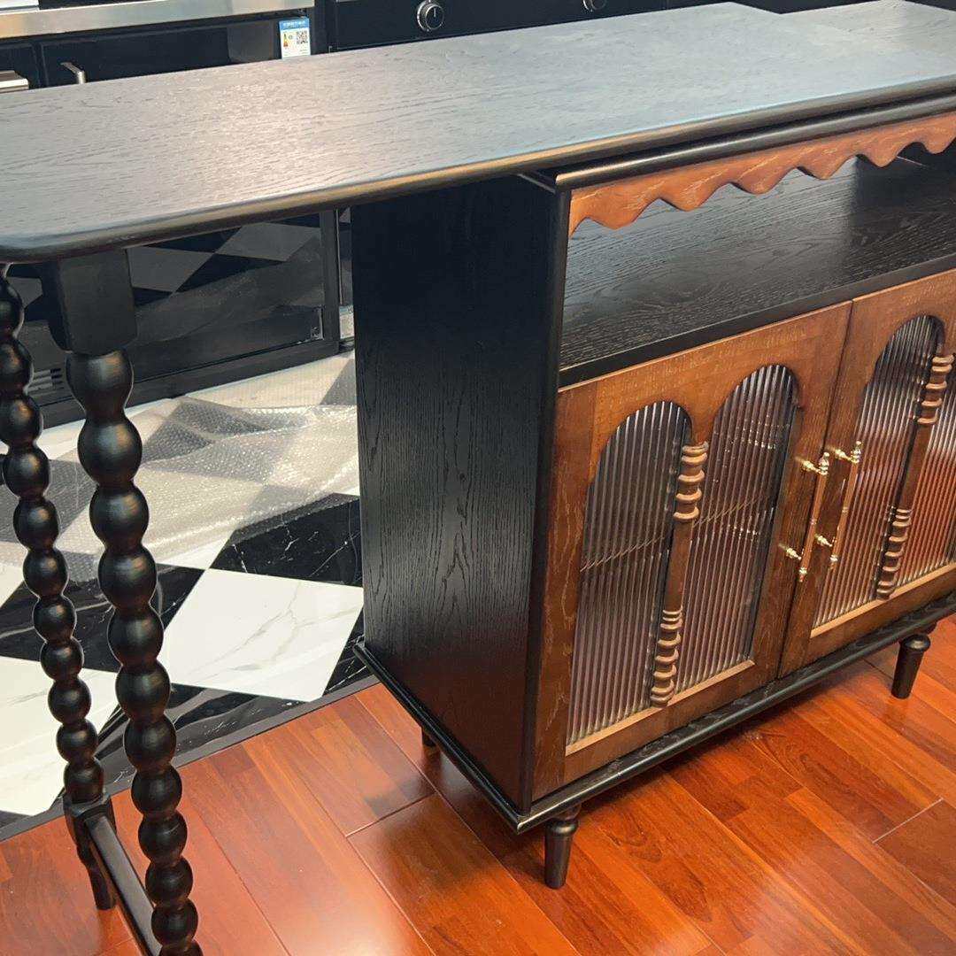 法式复古纯实木小户型吧台家用隔断一体客厅美式收纳柜餐边柜初心