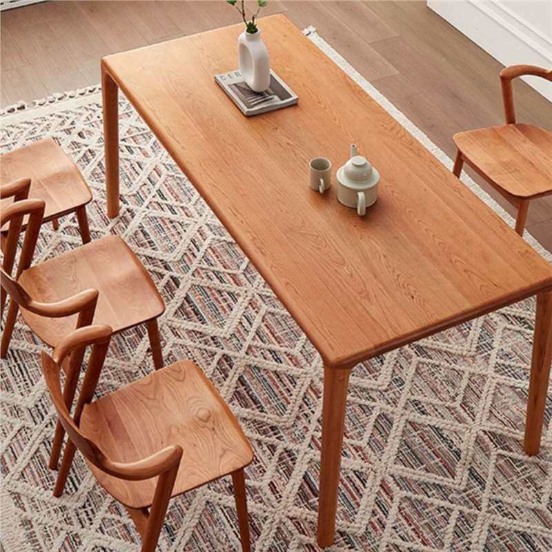 北欧简约全实木长方形餐桌日式樱桃木小户型家用组合长书桌办公桌