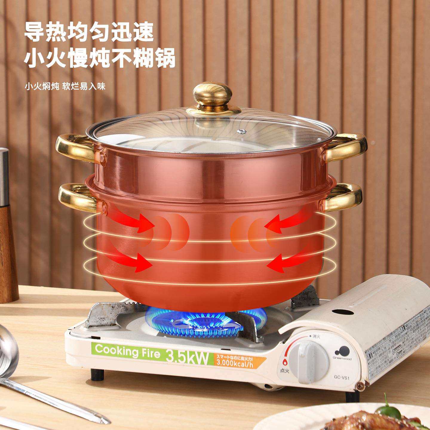新品跨境不锈钢14件套锅家用蒸煮不粘汤蒸锅汤锅组合锅具套装Pot