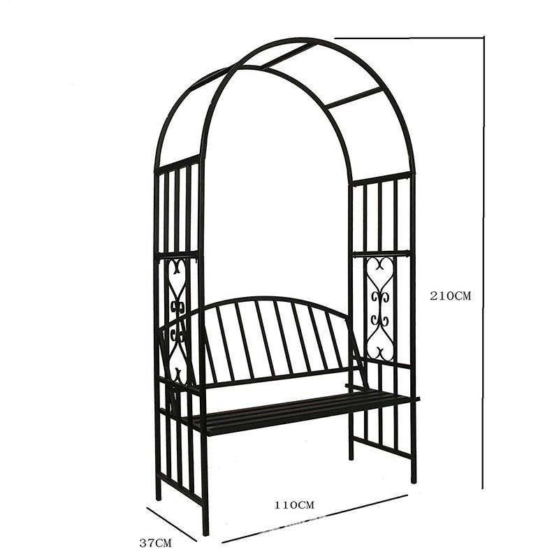 跨境阳台花园铁艺长椅双人椅庭院拱门爬藤花架带靠背椅子户外休闲