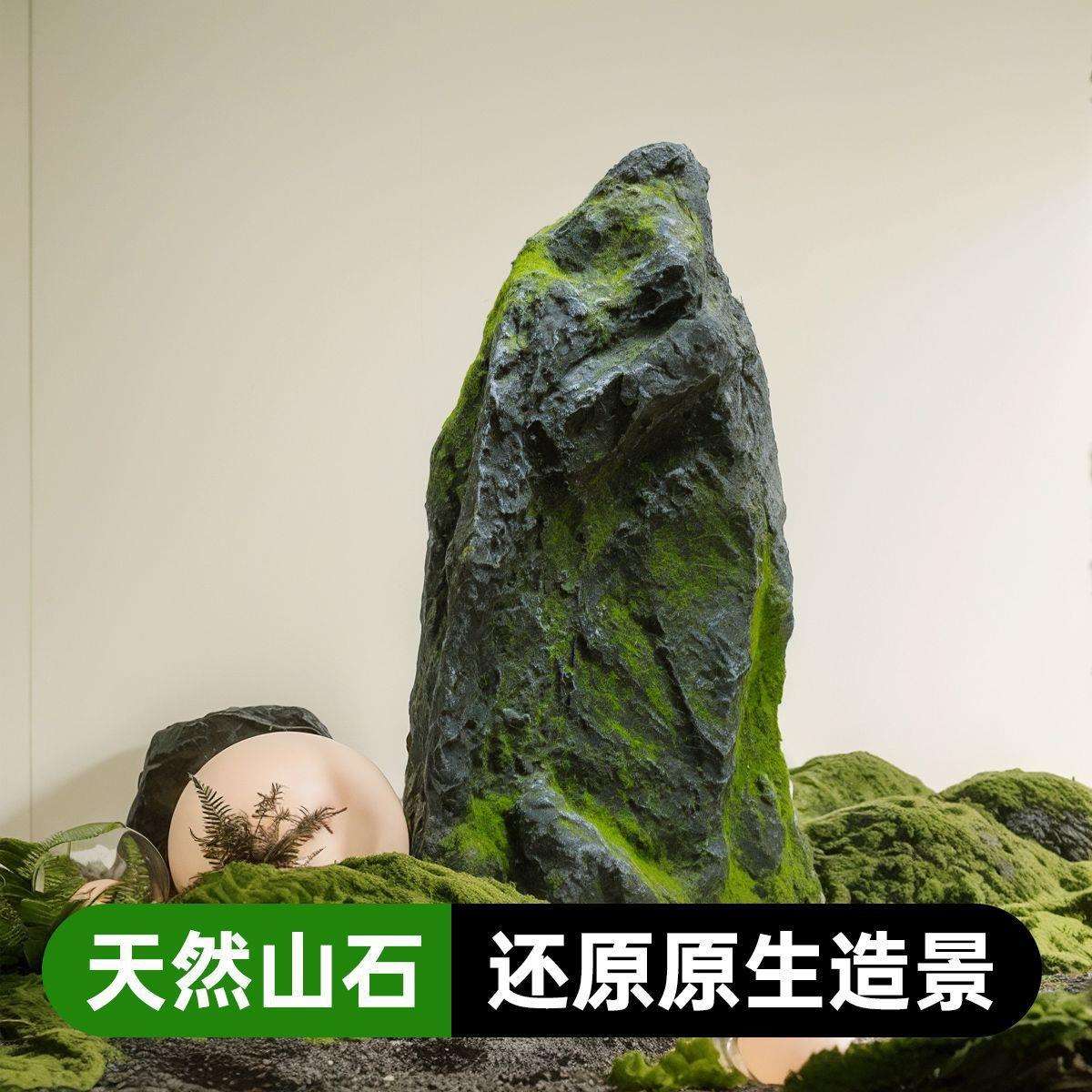 玻璃钢青龙石花园庭院仿生植物造景组合假山石配件装饰摆件