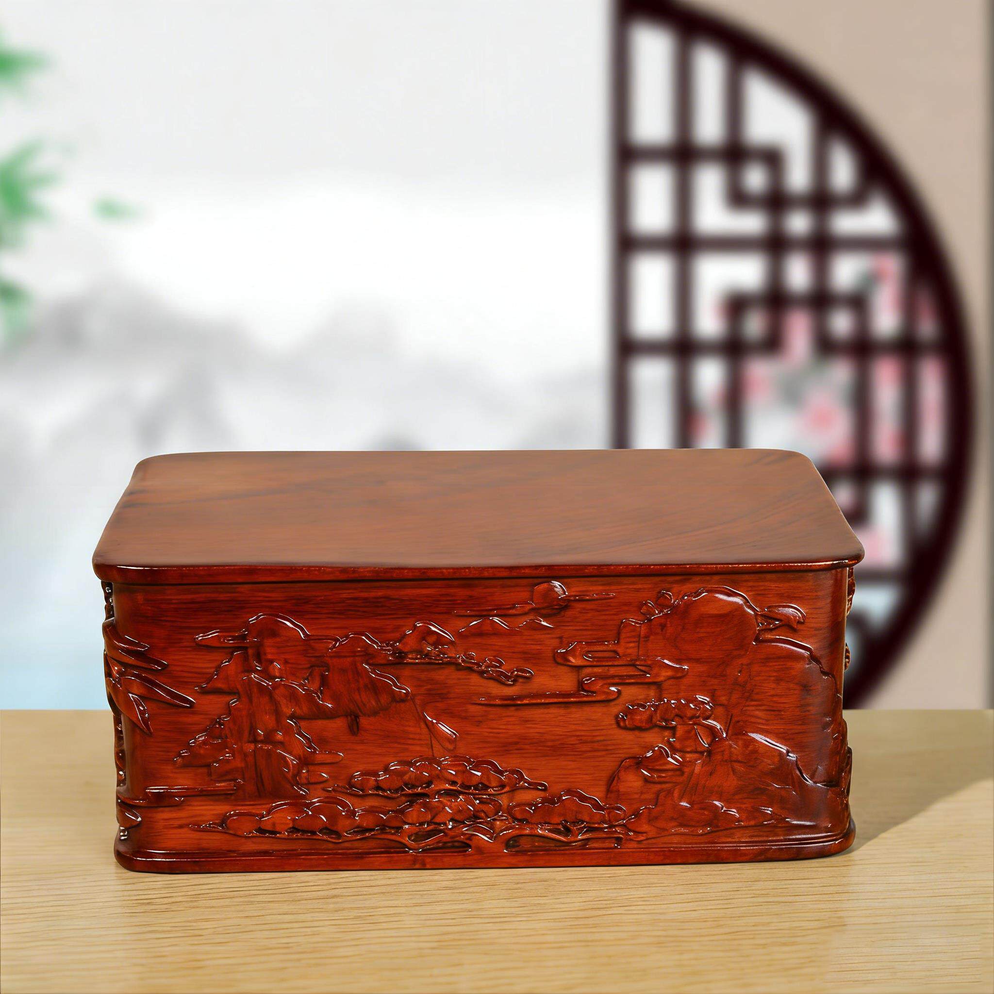 松鹤延底座黑檀花梨年木雕刻工艺品摆件石头佛像花瓶托架根雕木托