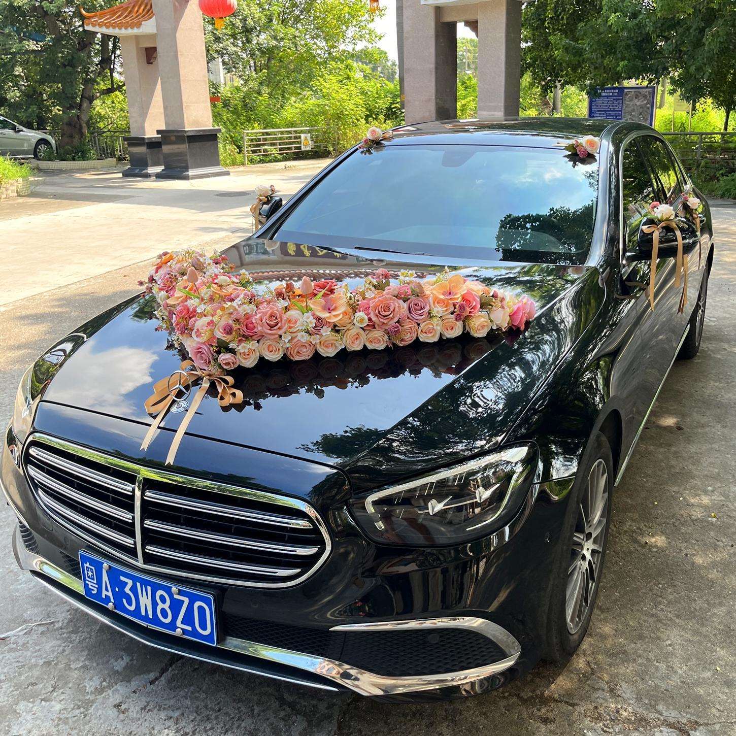 大v简约大气主婚车装饰车头花 结婚花车车队拉花全套布置套装鲜花