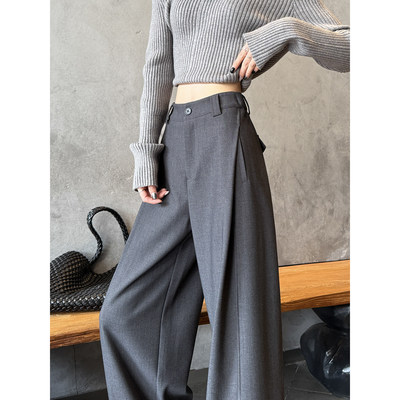 灰色西装裤子女2026春秋