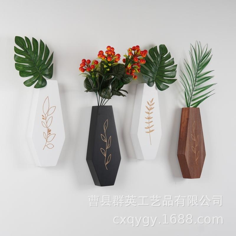 木制壁挂式花架墙上家居装饰插花器实木干花置物架农舍风格花瓶架