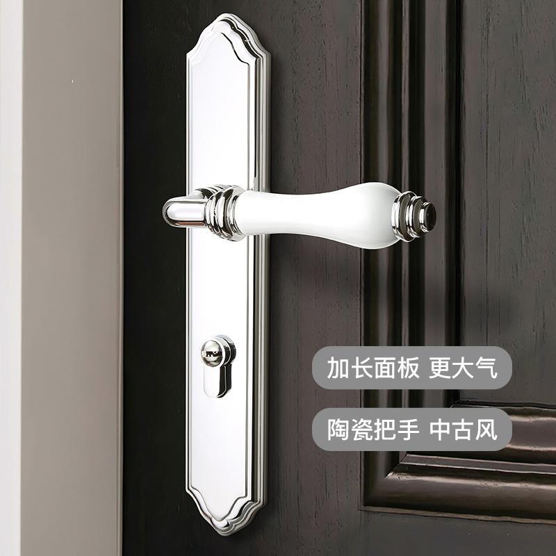 BAGB金色小天使门锁法式欧式轻奢双开门静音磁吸门锁卧室陶瓷门锁