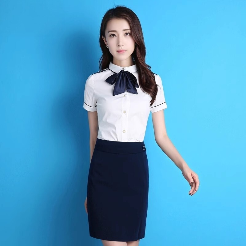 职业套装女夏季短袖正装气质女神范白色衬衫空姐制服OL高姿工作服