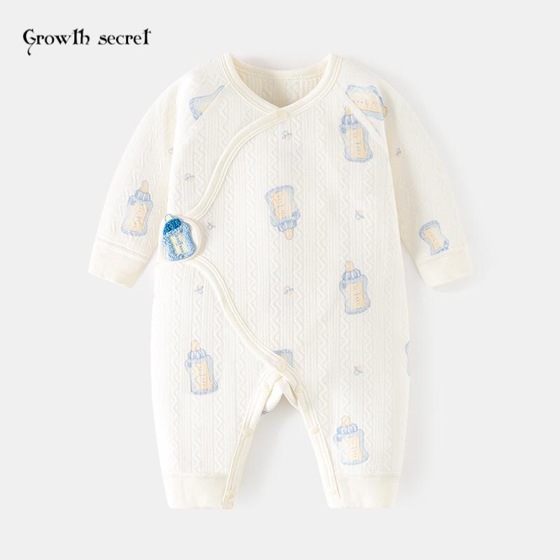 新生婴儿保暖连体衣宝宝夹棉空气层加厚爬服初生儿和尚服无骨哈衣
