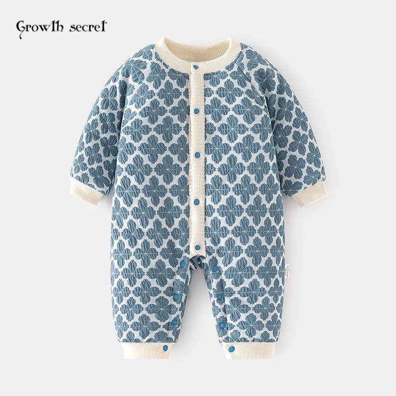 婴儿夹棉连体衣宝宝保暖秋冬无骨哈衣加棉加厚外出服爬服儿童内衣