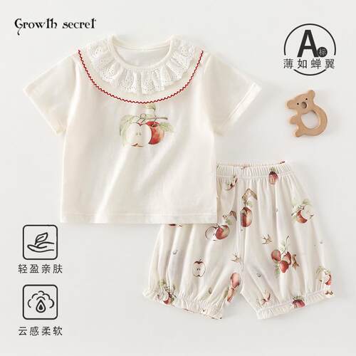 夏季衣服A类棉无骨短袖短裤套装家居服中小童外出服婴儿