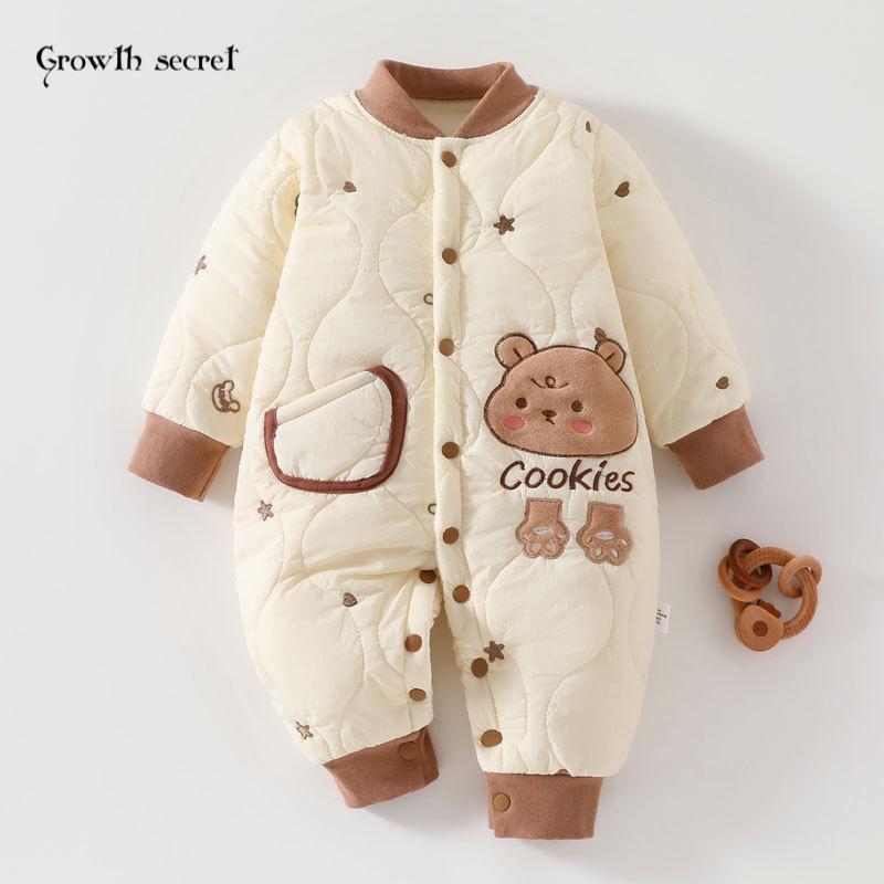 冬季婴儿连体棉袄夹棉加绒加厚宝宝棉服三防面料新生儿棉服外穿