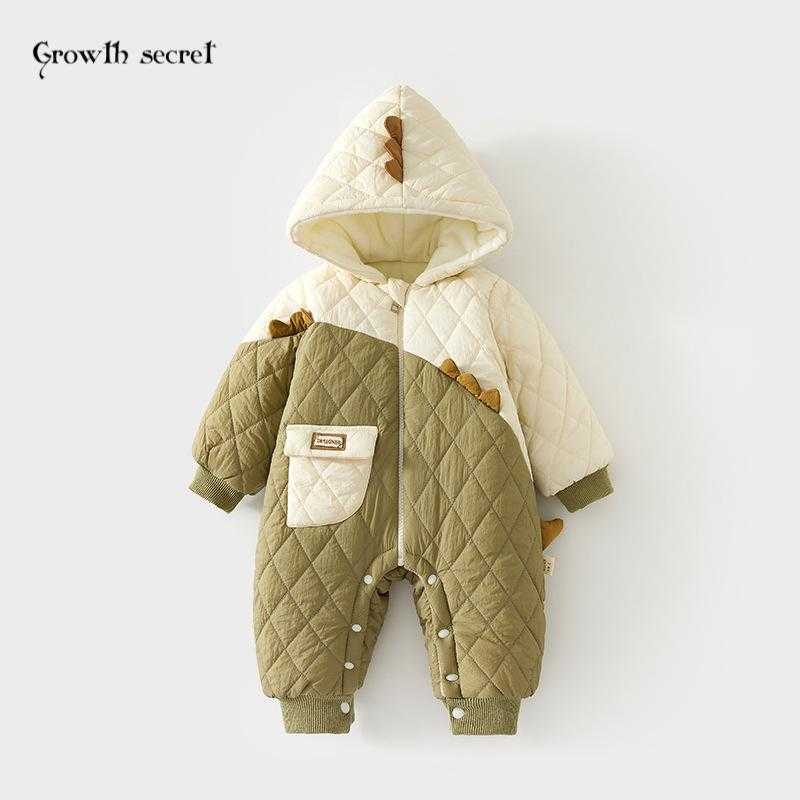 婴儿夹棉外出服带帽子宝宝连帽加棉外穿连体衣冬季加厚爬服儿童