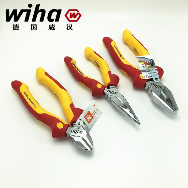 德国威汉wiha 1000V耐高压绝缘老虎钳 尖嘴钳 斜口钳钢丝断线钳子
