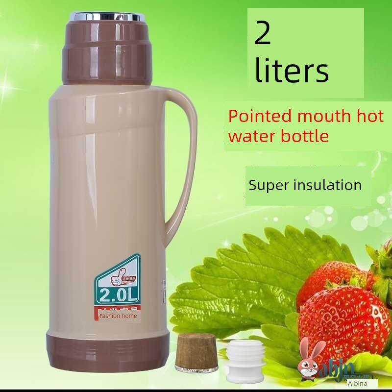 2L/5磅家用热壳塑料保温瓶水壶皮革小热茶瓶沸水瓶玻璃衬里保温瓶
