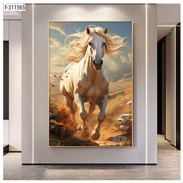马到成功入户玄关挂画装饰画走廊过道正对门简约现代大气竖版壁画