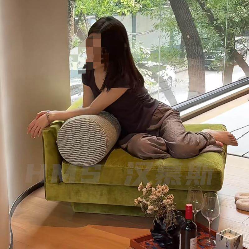 田园风极简设计小众款新款单人休闲沙发椅森林系抹茶绿懒人家居椅