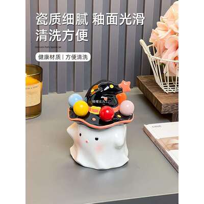 魔法可爱水果叉家用不锈钢甜品可爱小叉子收纳罐套装果插安全果签