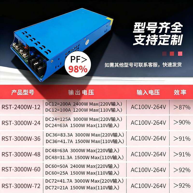 AC110-220V转DC12v24v36v48v60v72v直流电源2400W3000W工业电源