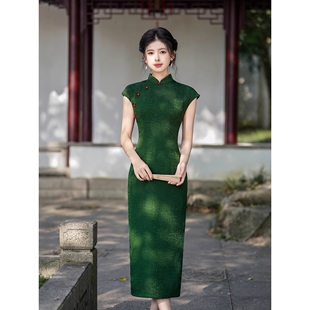 2026新款旗袍夏季绿色连衣裙改良绝美少女年轻款新中式显瘦超好看