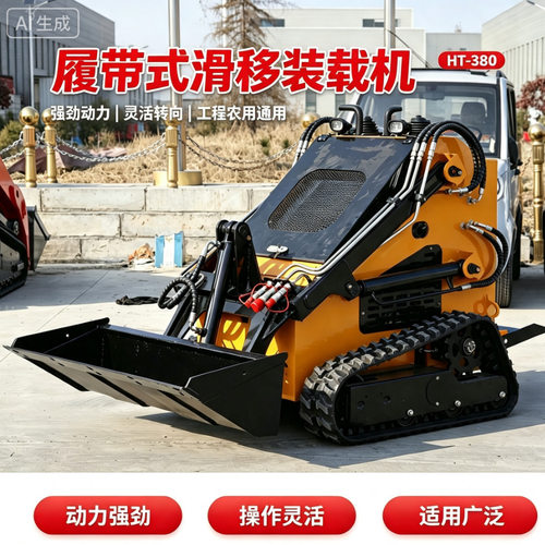 外贸出口HT380滑移装载机 农场基建室内施工小型履带式滑移装载机