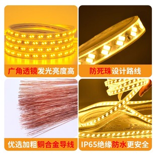 客厅5730高亮双排高压led灯条批发室内户外2835三色光防水led灯带