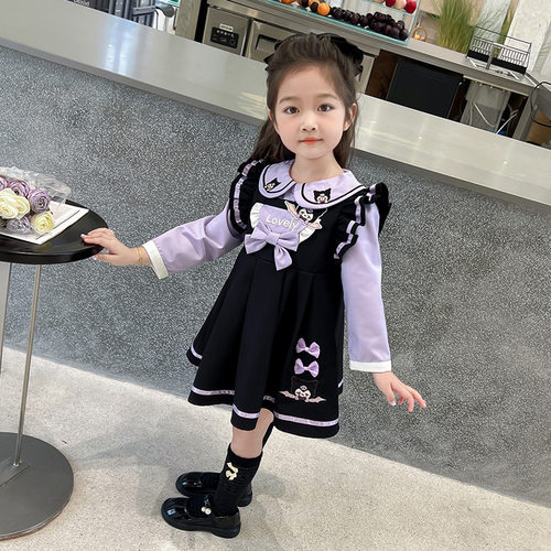 2026新款女童库洛米背带裙套装秋装儿童装洋气公主裙两