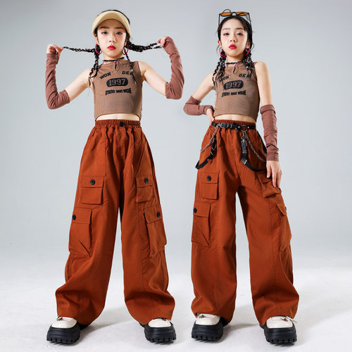 2026新款女童多巴胺爵士舞演出服儿童街舞嘻哈服装炸街潮装女团走