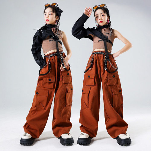 2026新款女童爵士舞演出服儿童街舞机能套装女团炸街走秀潮装模特