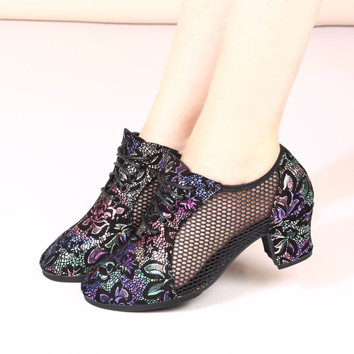 2026新款软底舞鞋广场舞跳舞鞋烫彩水兵舞鞋防滑交谊舞中跟双人舞