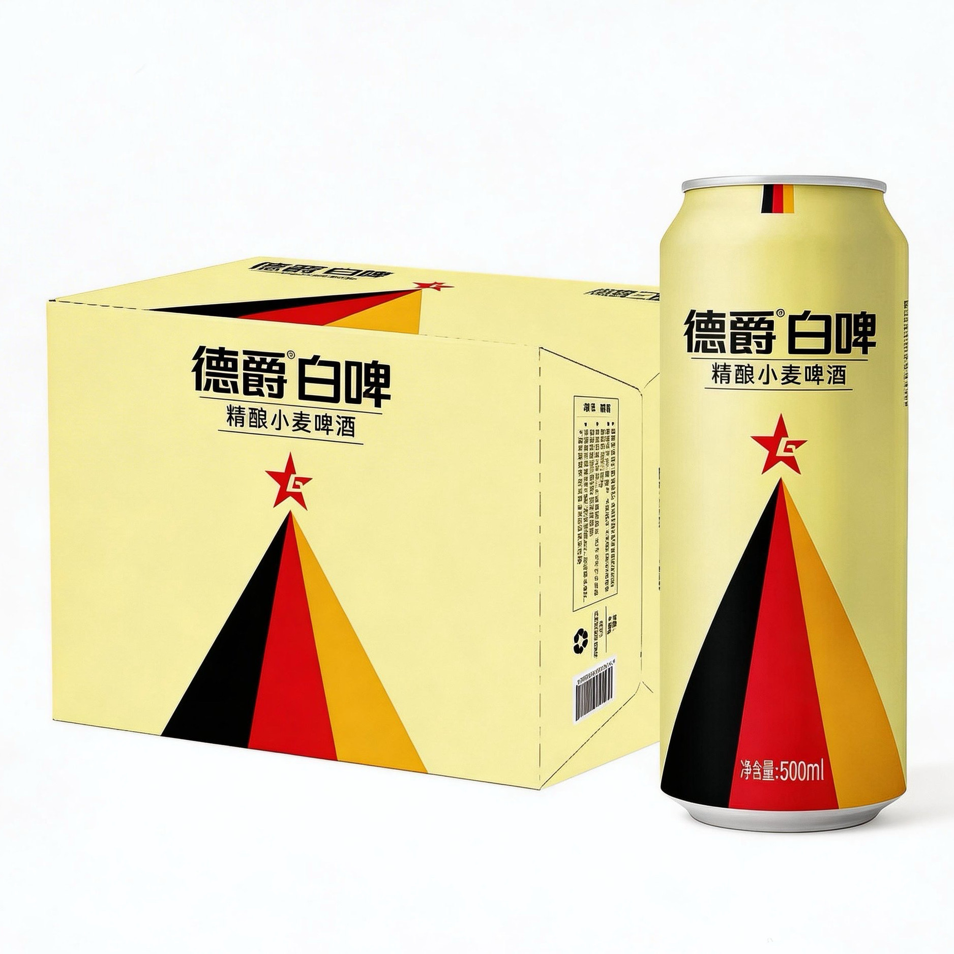 厂家直销德爵啤酒拉罐德式精酿小麦白啤酒经典金罐500毫升12罐