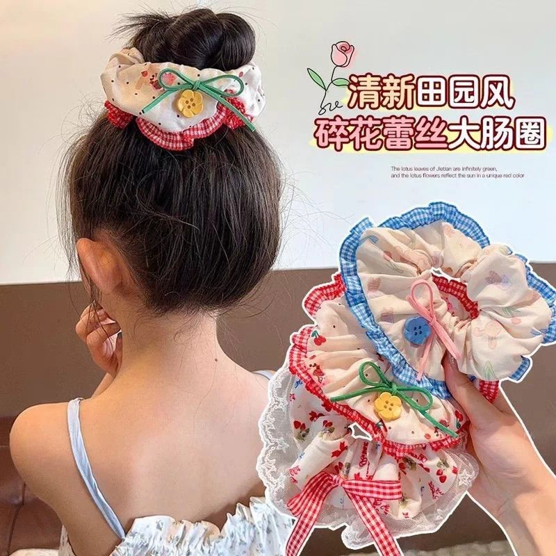 茜紫儿童甜美碎花大肠发圈不伤发
