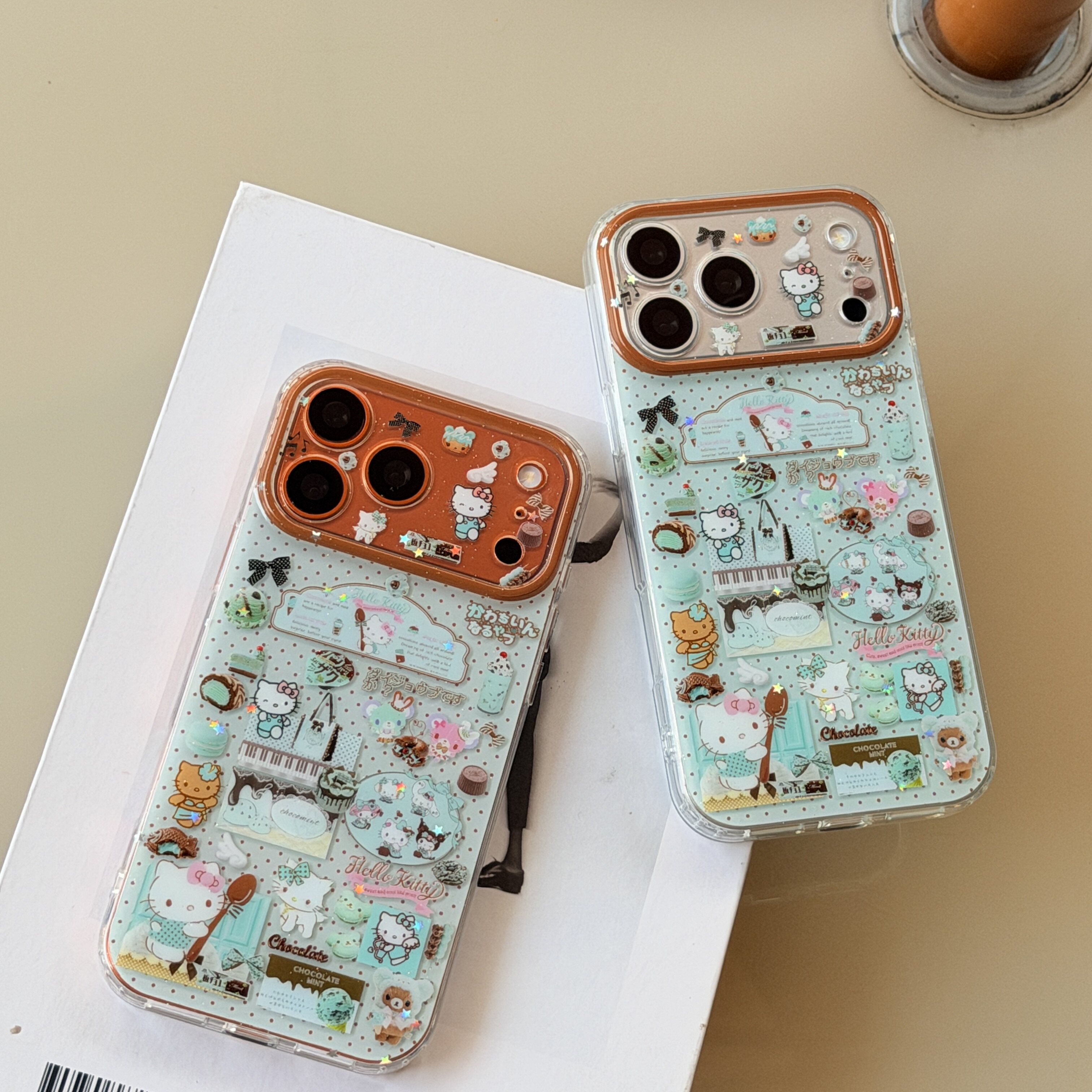 新品薄荷绿HelloKitty苹果17手机壳卡通贴纸iPhone16promax撞色保护套精孔防摔15/14少女心ins风13