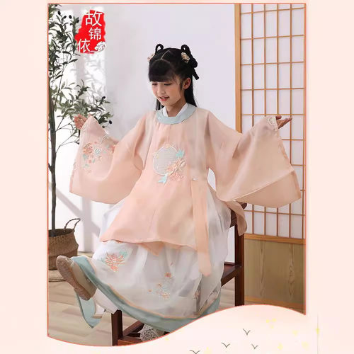 2026新款改良明制汉服女童装中国风夏季仙气飘逸古风连衣裙子套装