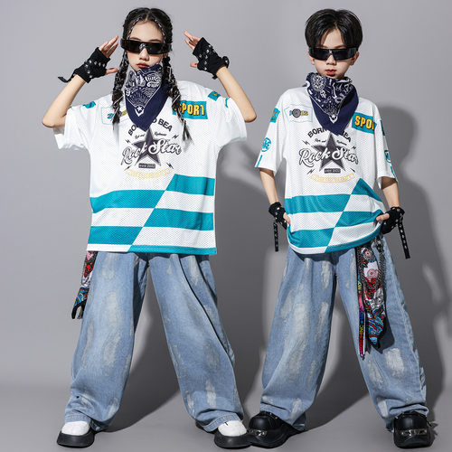 2026新款街舞儿童潮服嘻哈风男童潮牌短袖少儿hiphop炸街演