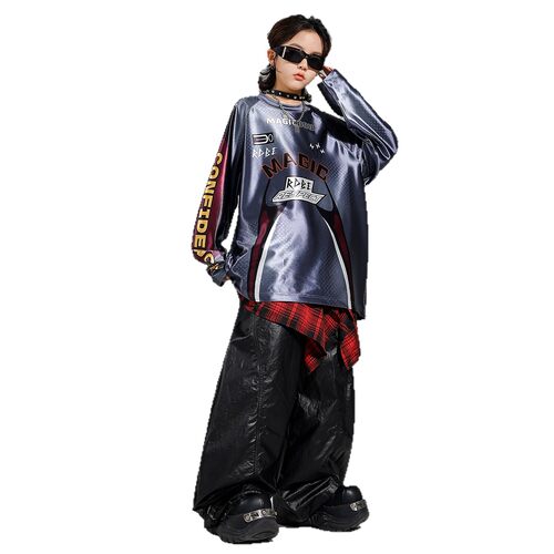 2026新款元旦儿童街舞演出服嘻哈宽松男童hiphop潮牌童装少