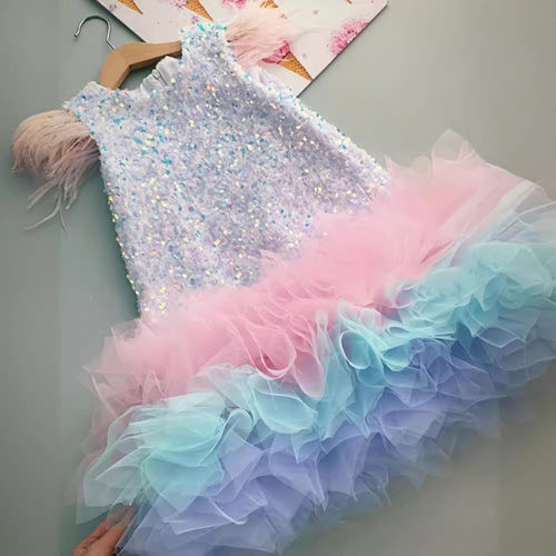 2026新款儿童亮片礼服裙速卖通跨境女童走秀礼服生日公主裙女宝宝