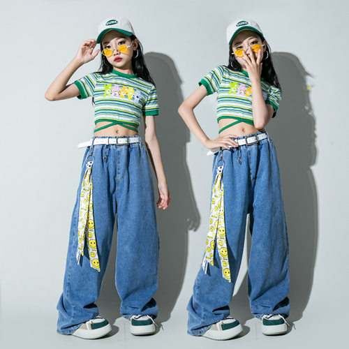 2026新款爵士舞服装女童时髦女孩露脐走秀潮装少儿爵士演出服女团