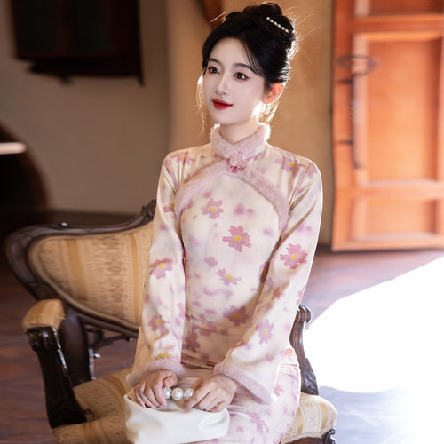 2026新款新中式改良旗袍2024新款复古民国风加绒年轻款长袖感冬季
