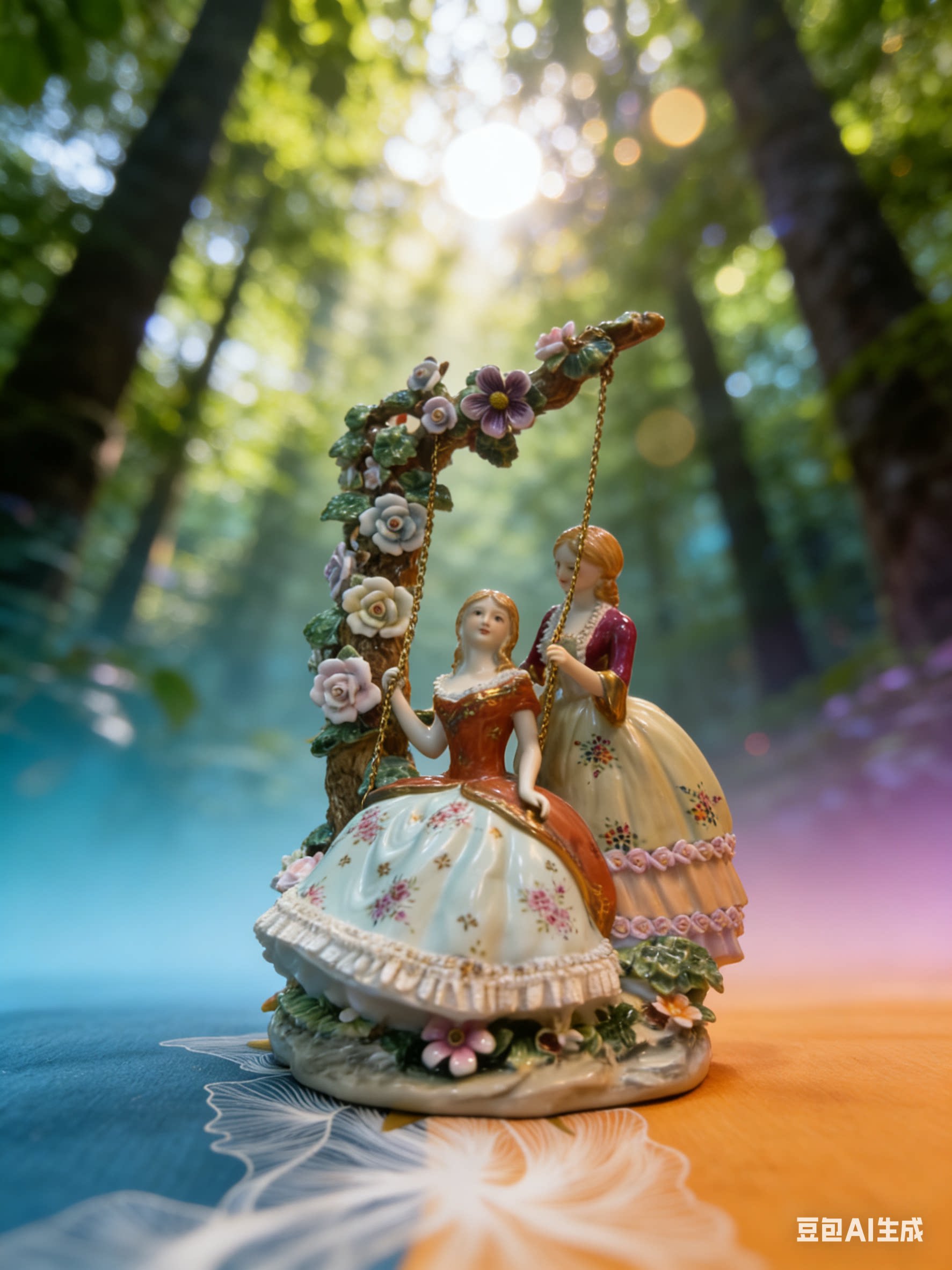 陶瓷摆件 女神礼物 姐妹秋千瓷偶 闺蜜之间互赠好礼 中古瓷器库存