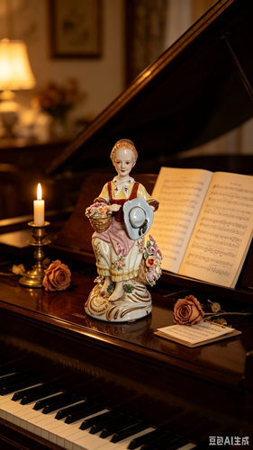 陶瓷摆件•采花女孩•瓷偶 12×11×24厘米 全屋通配 中古瓷器