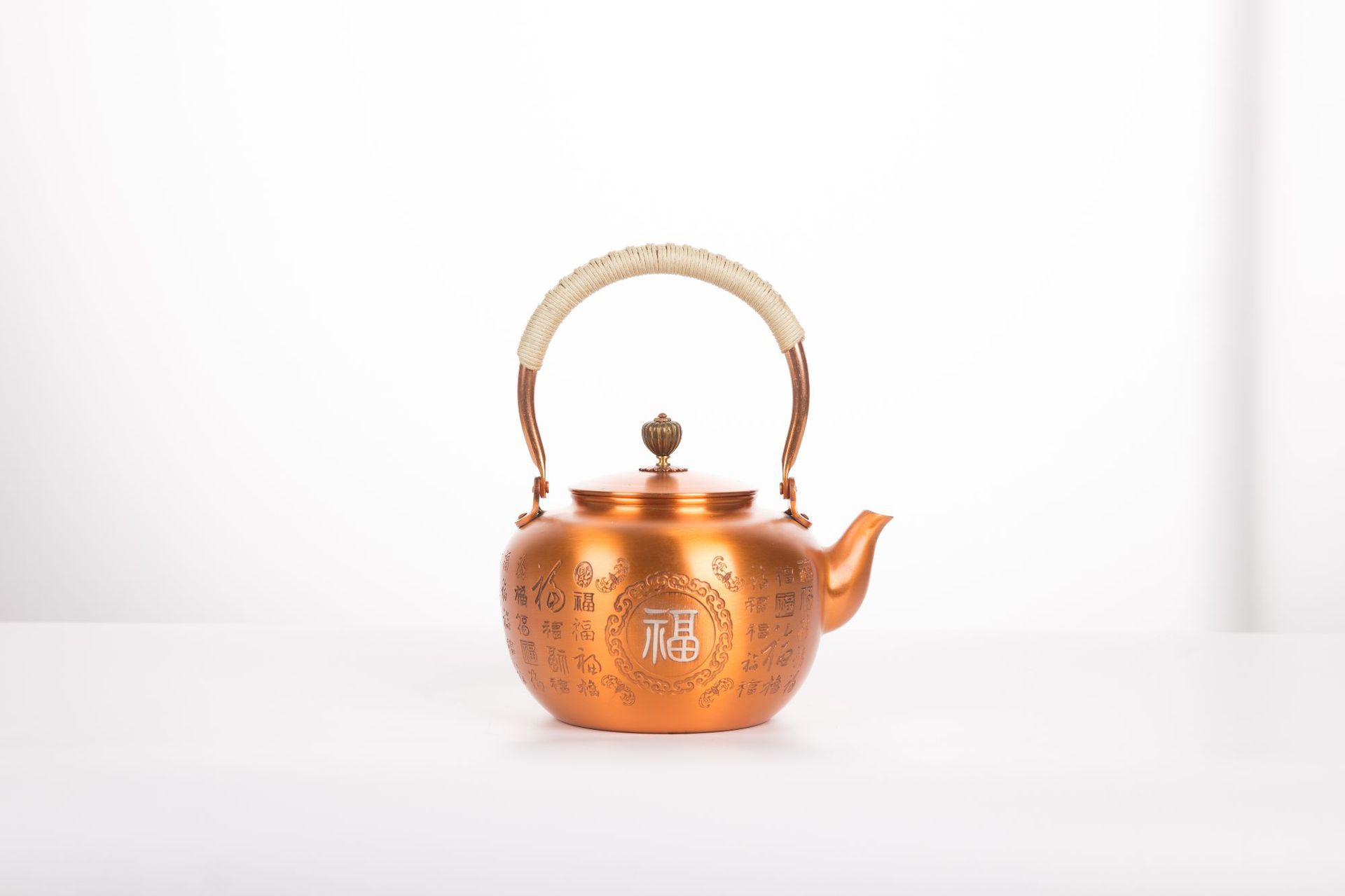 手工鎏银紫铜煮水烧茶壶套装