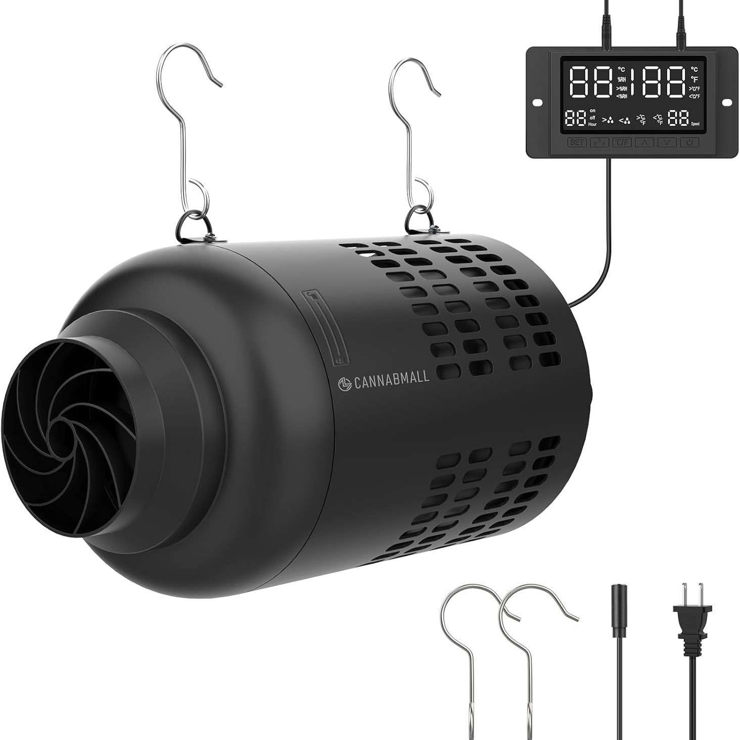 智能温湿度控制AC100-240V管道风机活性炭过滤器除味换气扇家用