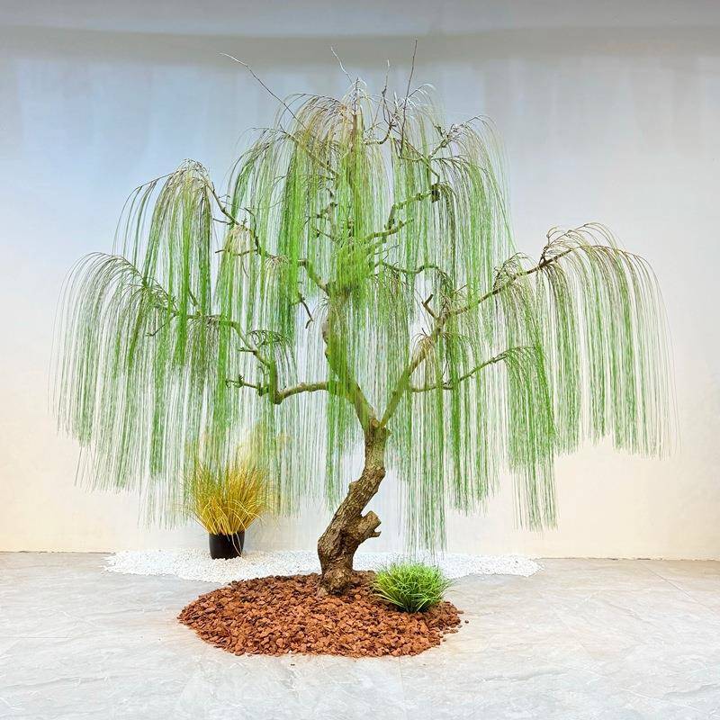 仿真柳树假柳树条室内装饰绿垂柳树造型树橱窗道具树假柳树枝布景