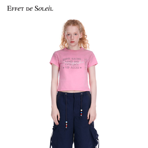 【明星同款】Effet de Soleil短袖T恤女正肩短上衣新品26夏