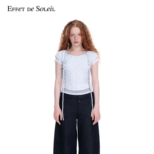【明星同款】Effet de Soleil假两件拼接短袖T恤上衣女装组合ITZY