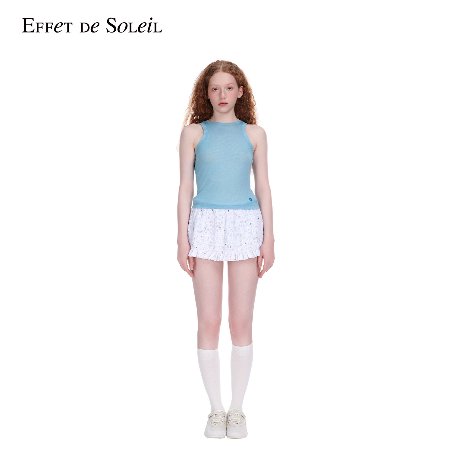Effet de Soleil碎花褶皱短裙低腰半身裙女装新品26夏